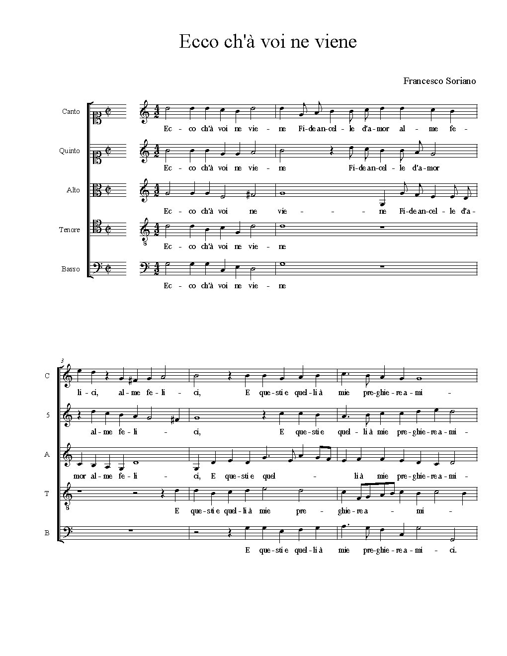 Ecco ch'à voi ne viene - Choir Script PDF Thumbnail