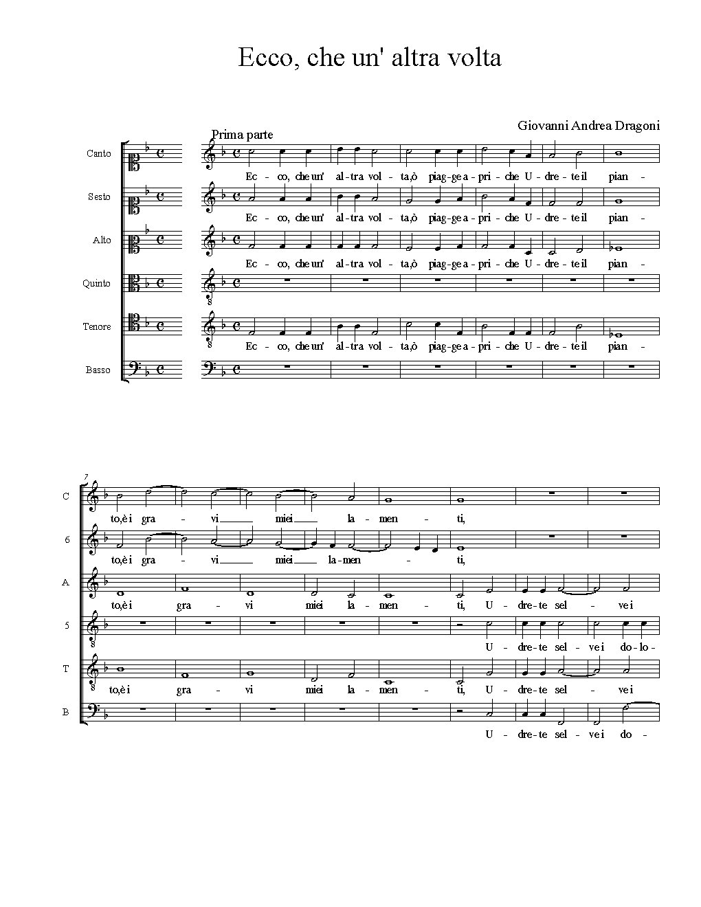 Ecco, che un' altra volta - Choir Script PDF Thumbnail