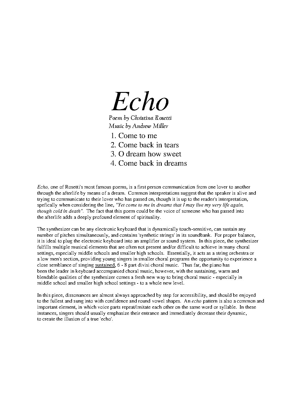 Echo - Choir Script PDF Thumbnail