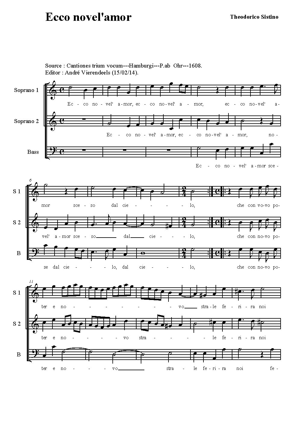 Ecco novel'l amor - Choir Script PDF Thumbnail
