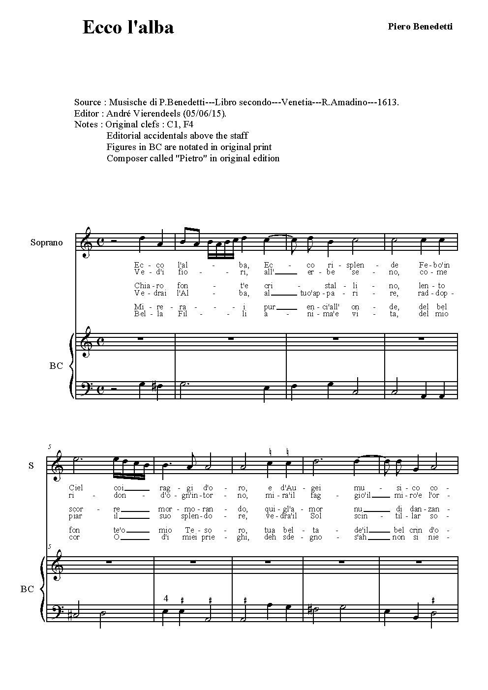 Ecco l'alba - Choir Script PDF Thumbnail