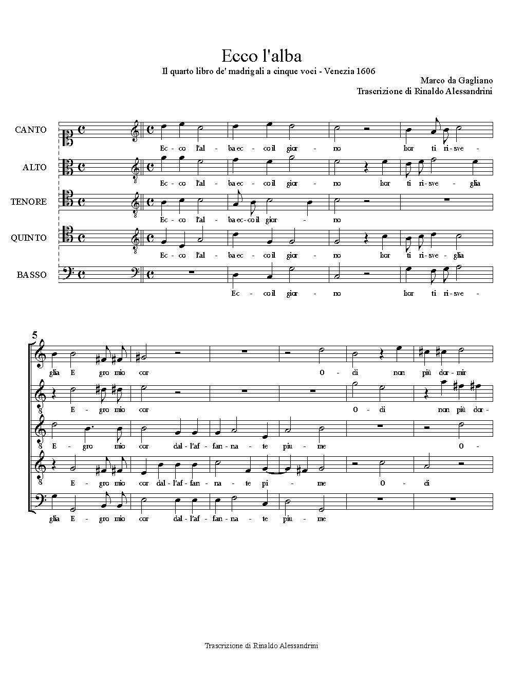 Ecco l'alba - Choir Script PDF Thumbnail