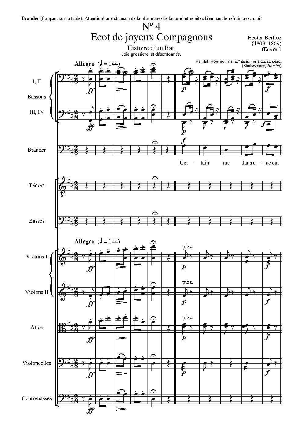 Écot des joyeux compagnons: Histoire d'un rat (from 'Faust')