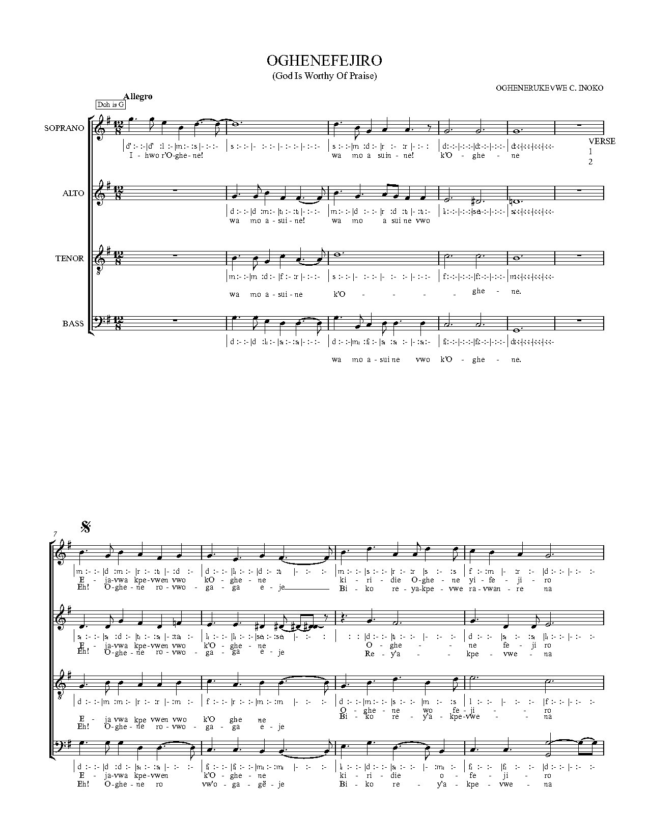 Oghenefejiro Choir - Download Choir Script PDF