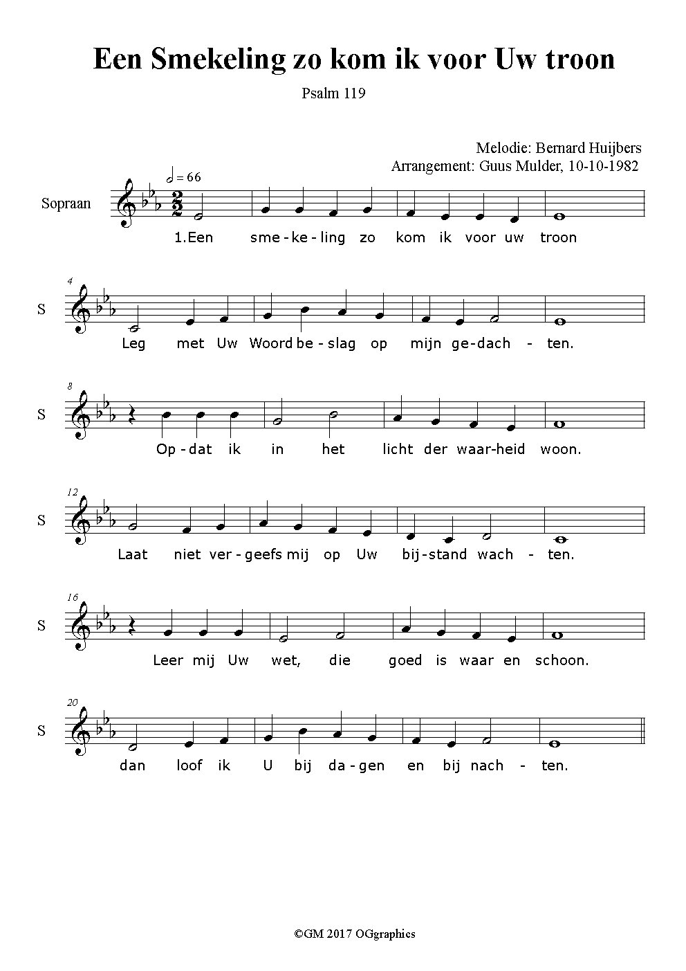 Een smekeling zo kom ik tot Uw troon (psalm 119) - Choir Script PDF Thumbnail