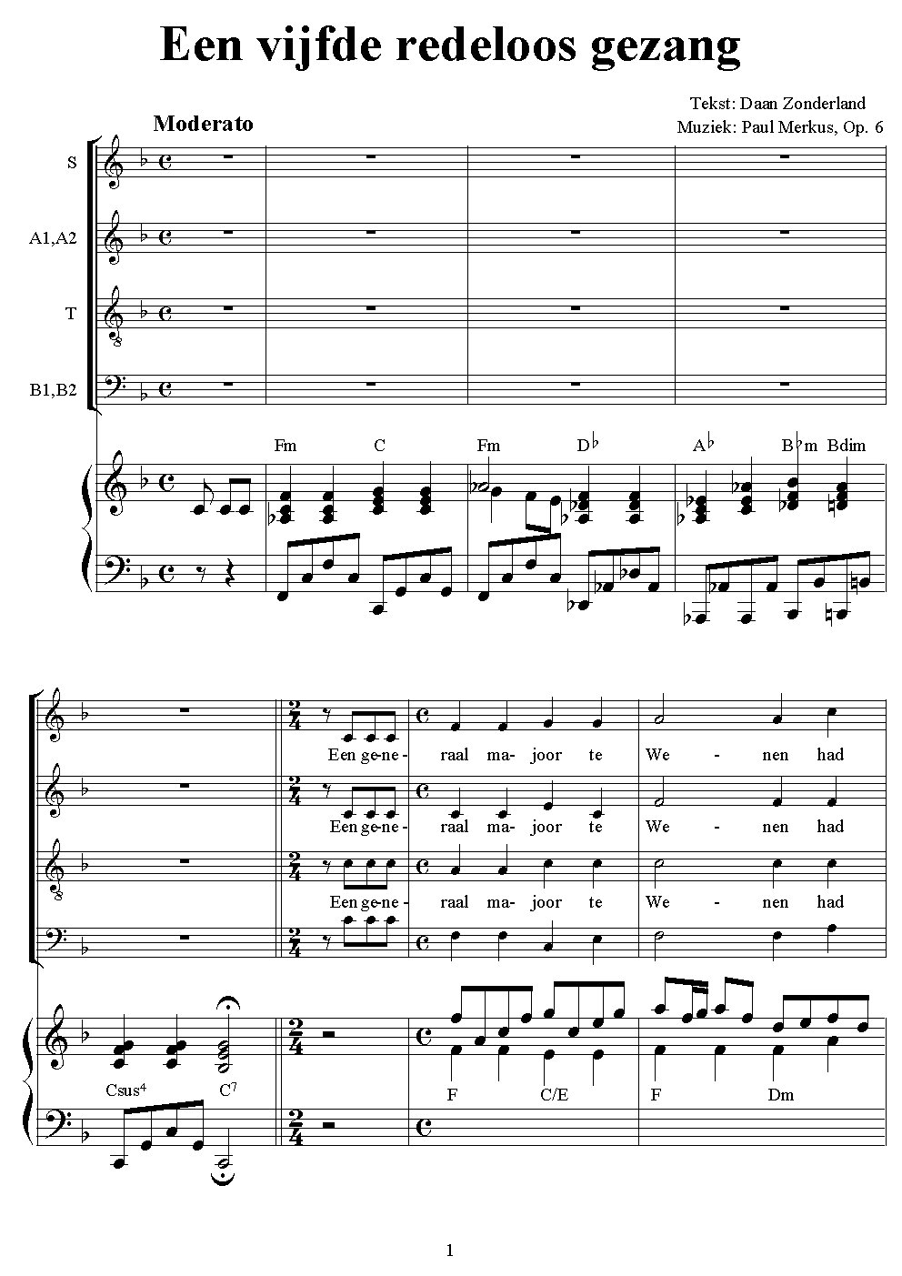 Een vijfde redeloos gezang - Choir Script PDF Thumbnail