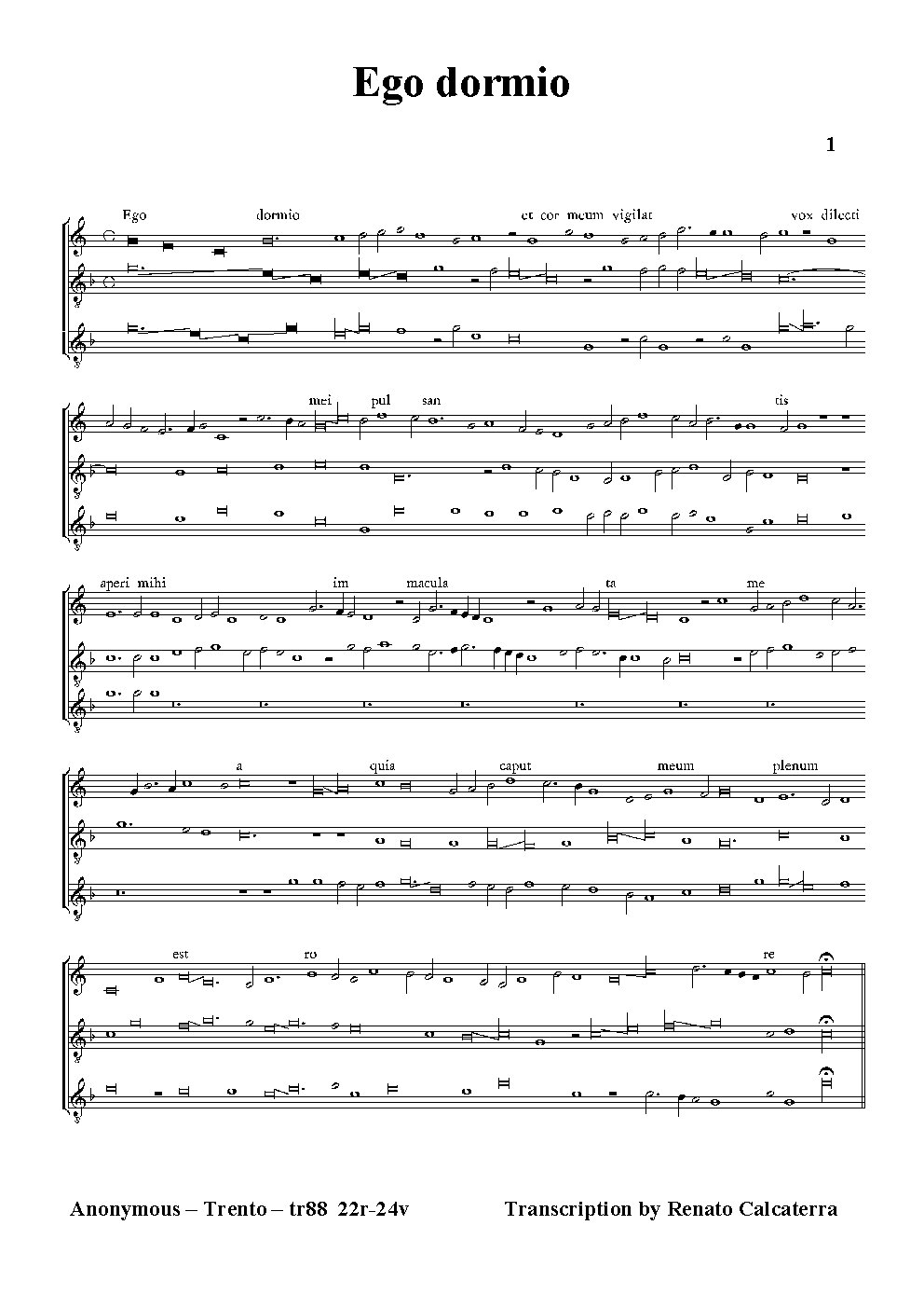 Ego dormio - Choir Script PDF Thumbnail