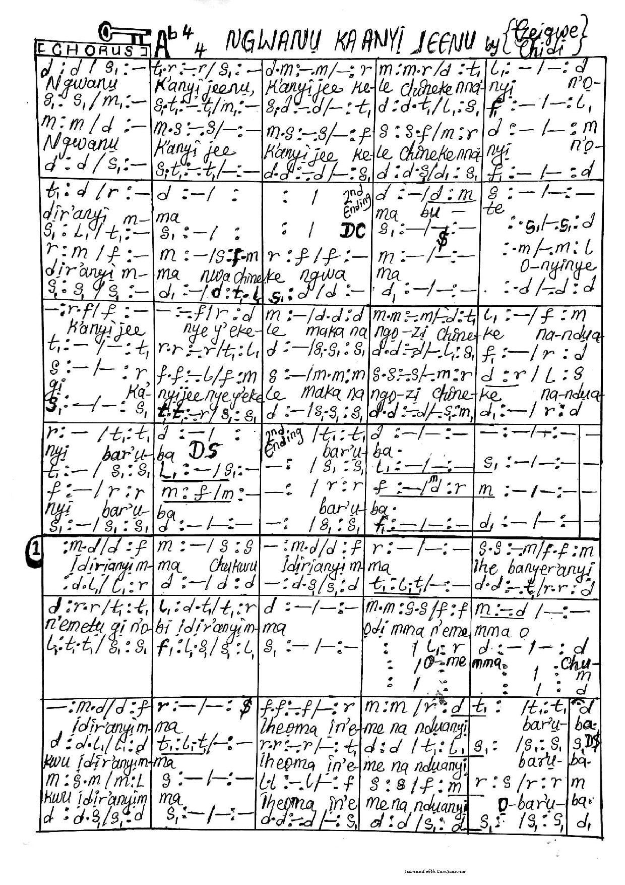 Ngwanu Ka Anyi Jeenu - Download Choir Script PDF