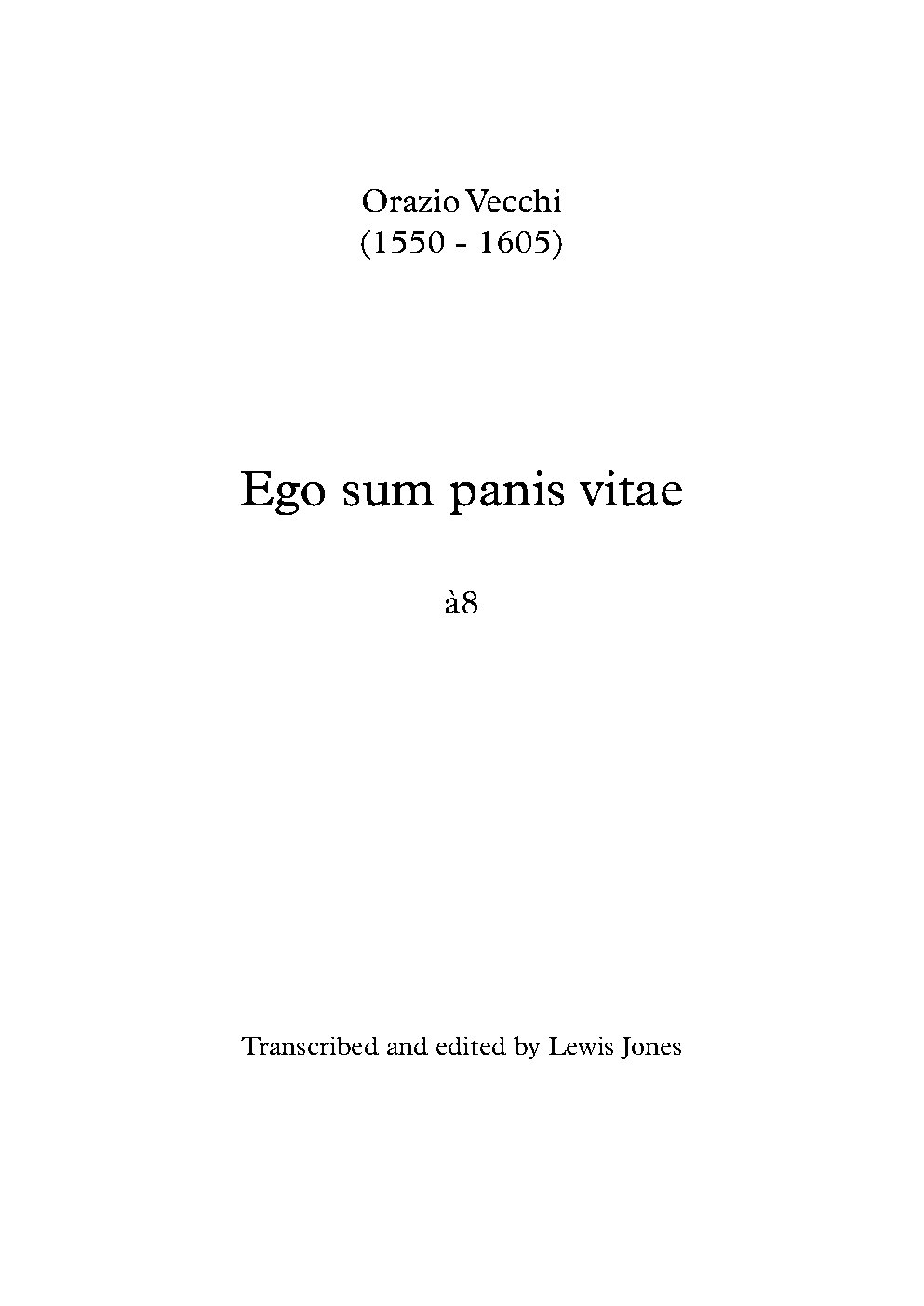 Ego sum panis vitae a 8 - Choir Script PDF Thumbnail