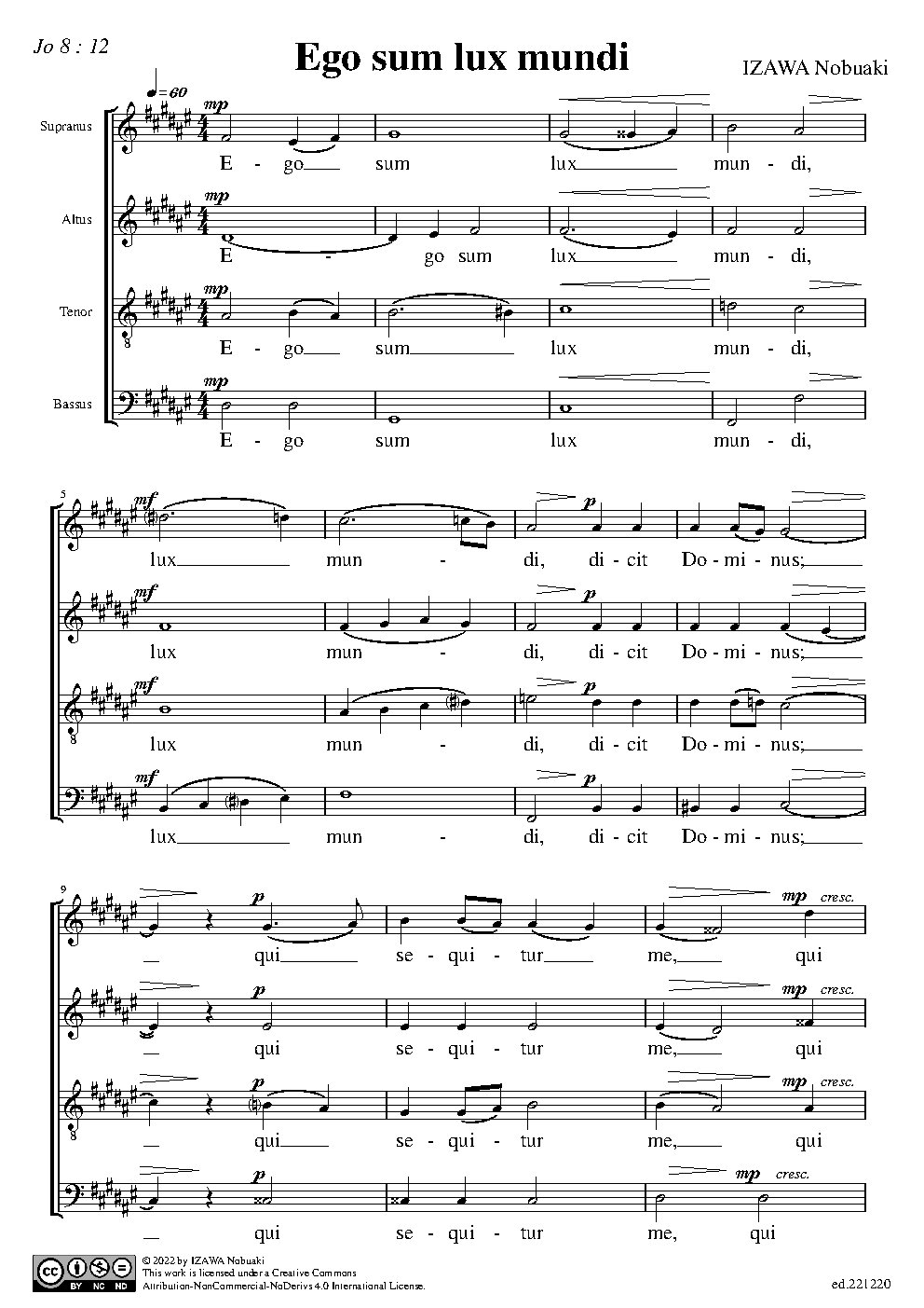 Ego sum lux mundi - Choir Script PDF Thumbnail