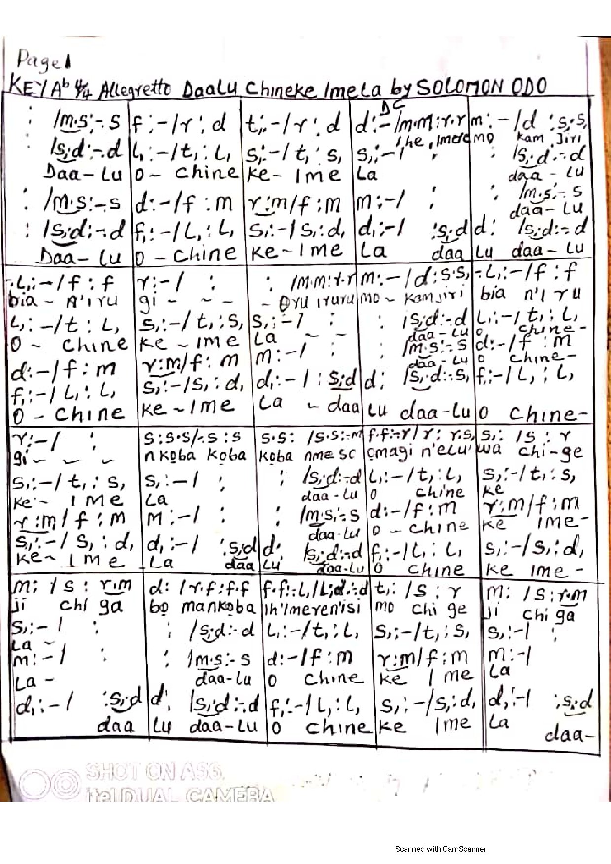 Daalu Chineke Imela By Solomon Odo - Download Choir Script PDF