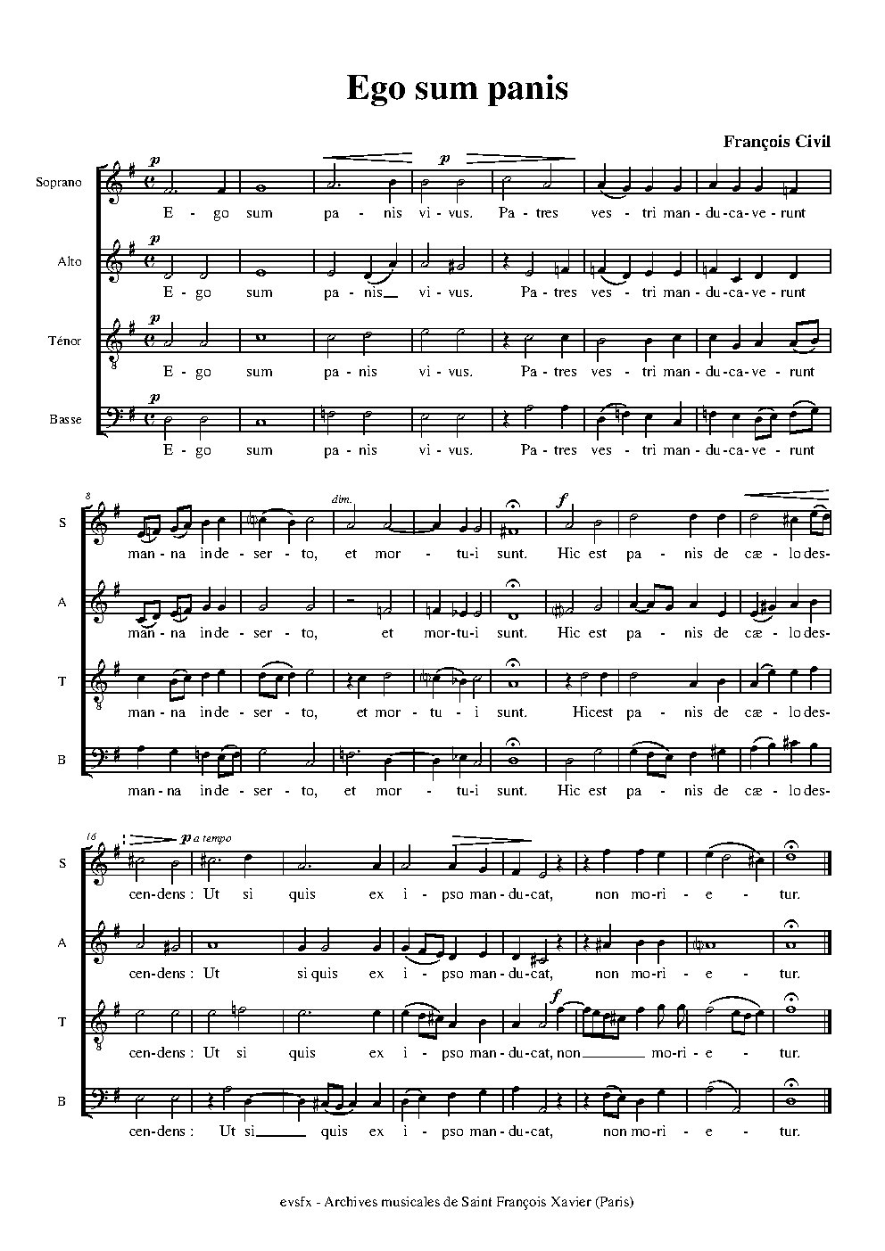 Ego sum panis - Choir Script PDF Thumbnail