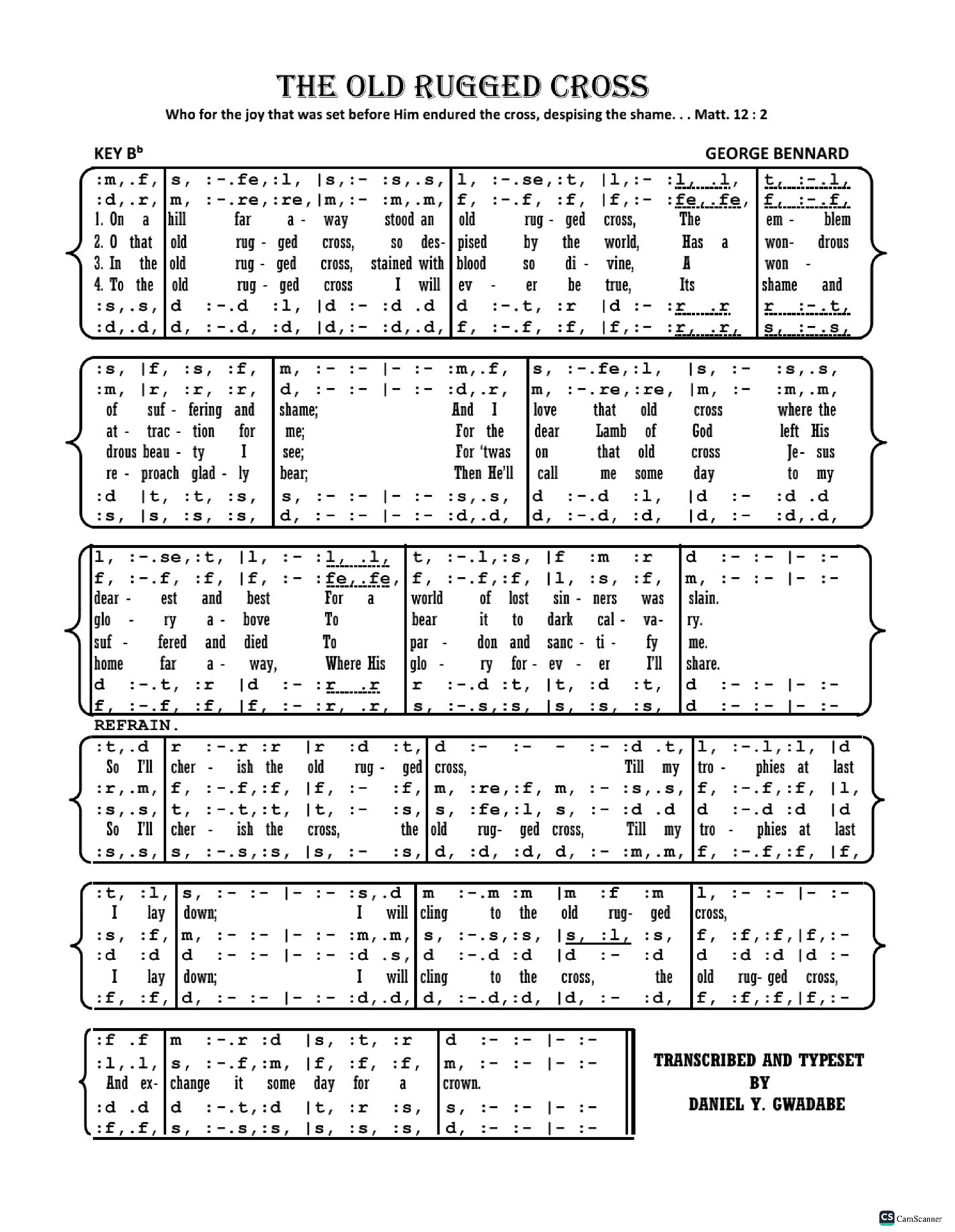THE OLD RUGGED CROSS - Choir Script PDF Thumbnail