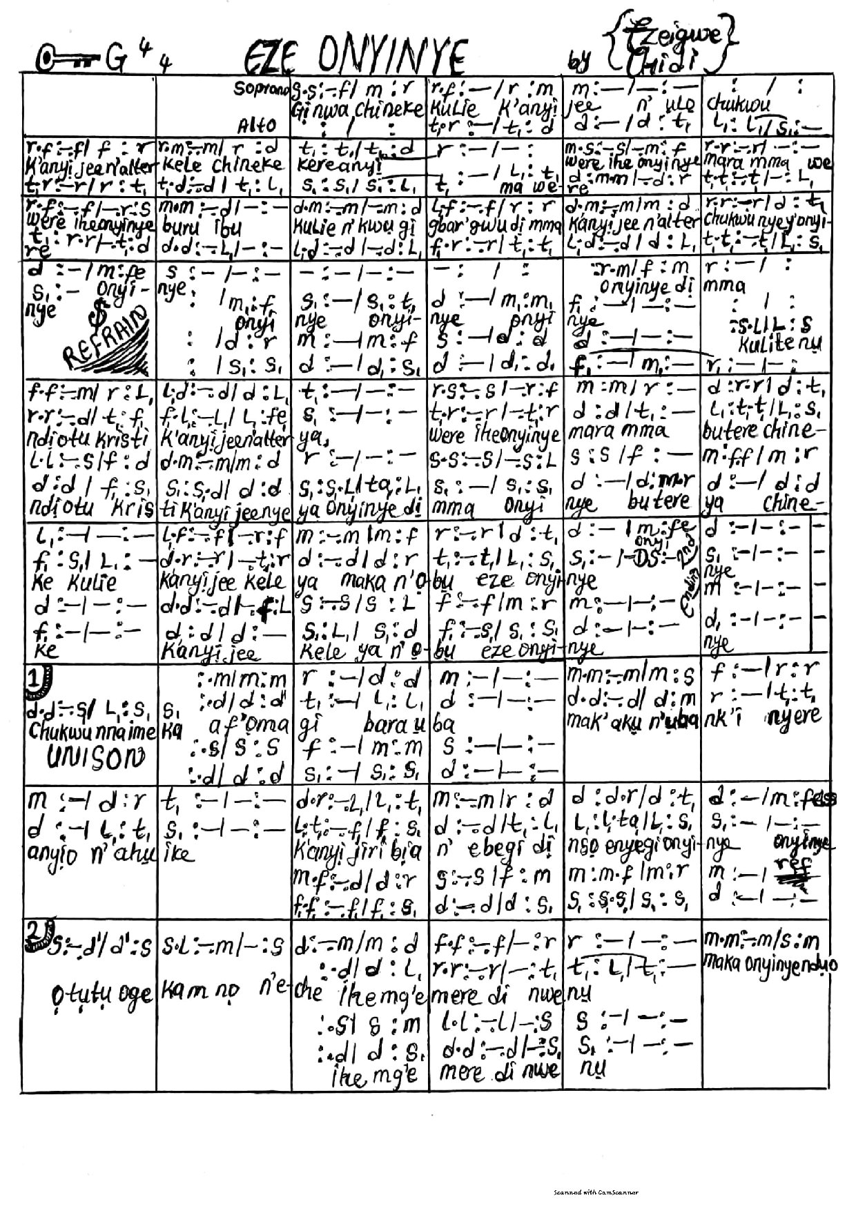 Eze Onyinye - Download Choir Script PDF