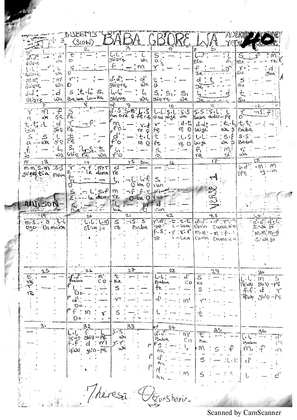 BABA GBORE WA - Choir Script PDF Thumbnail
