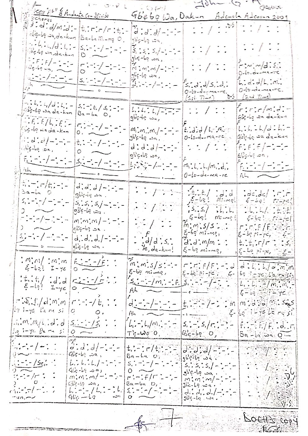 Gbebo Wa, Dakun
