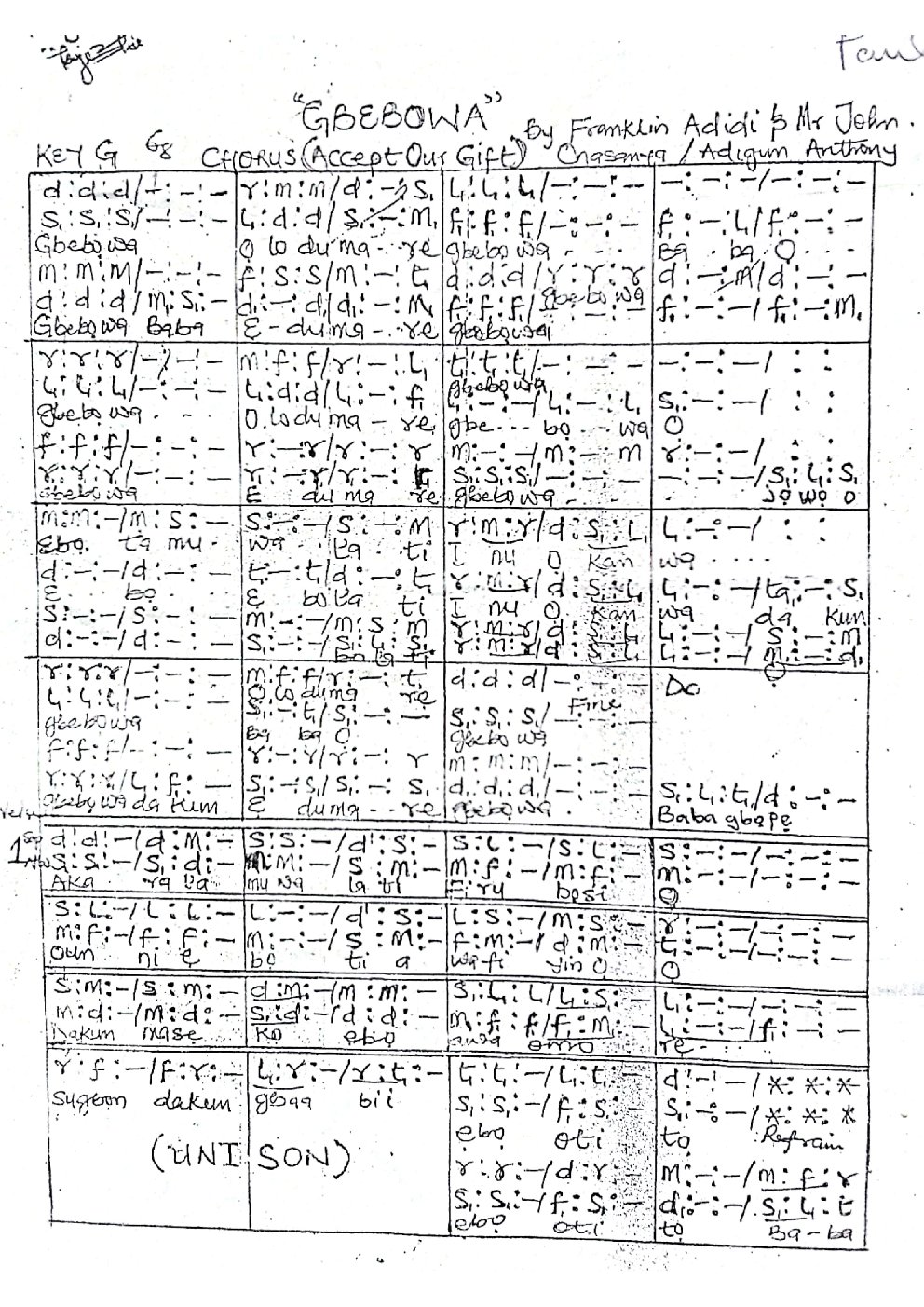 "GBEBOWA" - Choir Script PDF Thumbnail