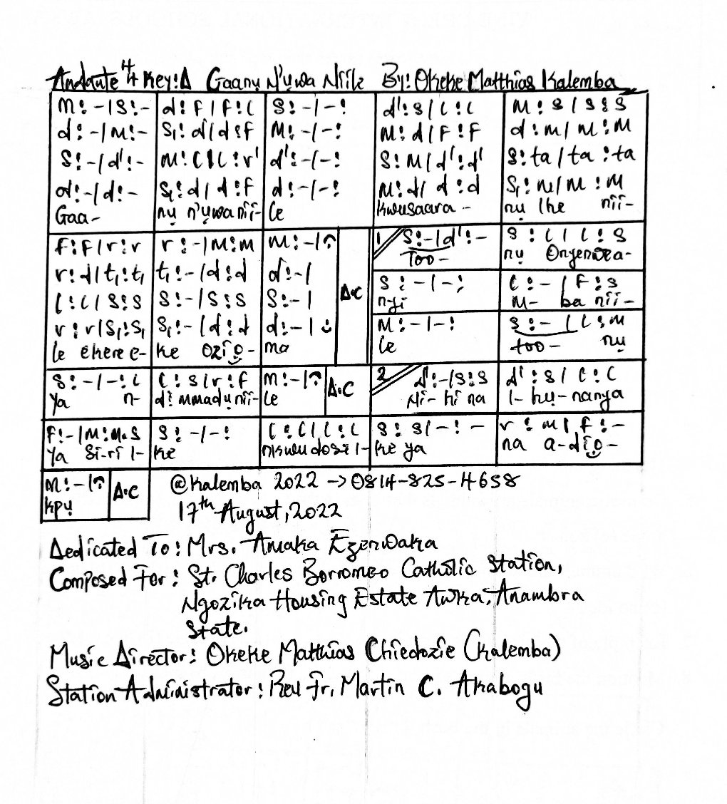 Gaanụ N'ụwa Niile - Choir Script PDF Thumbnail