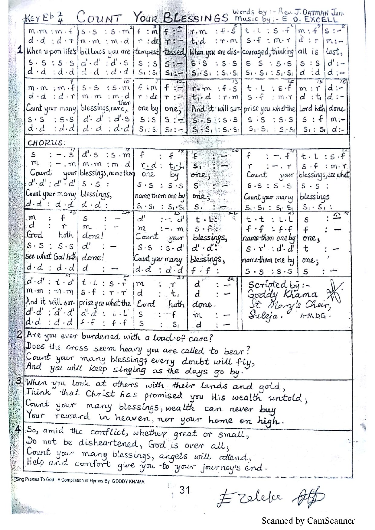 Count Your Blessings ~ E.o. Excel - Download Choir Script PDF