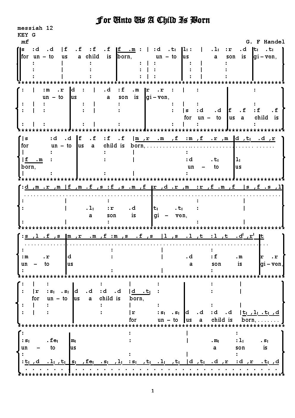 For Unto Us A Child Is Born - Choir Script PDF Thumbnail