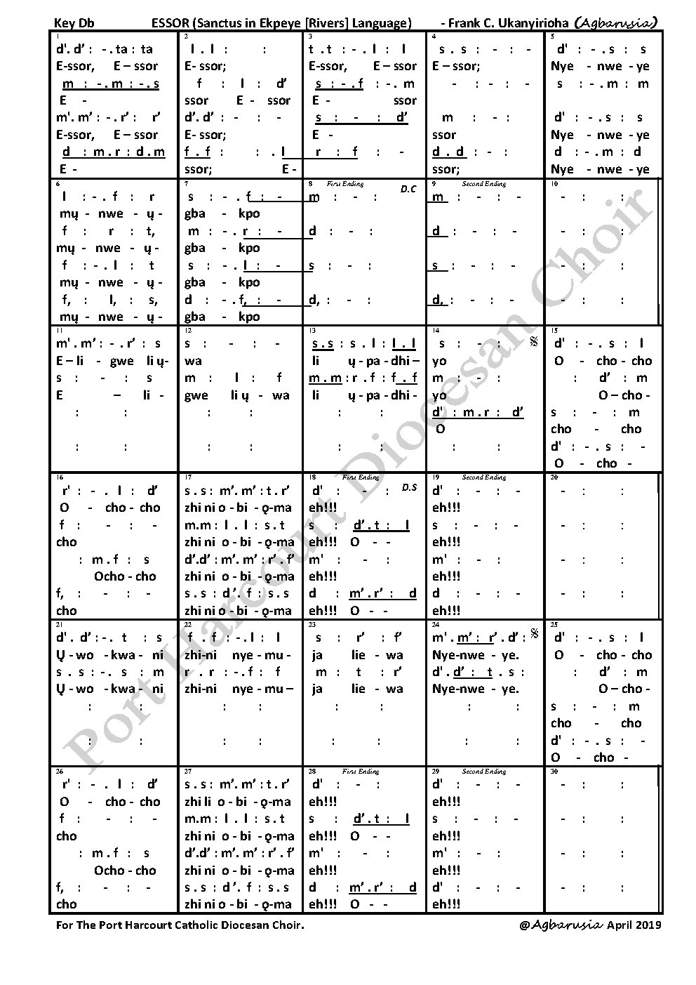 ESSOR (Sanctus in Ekpeye [Rivers] Language)