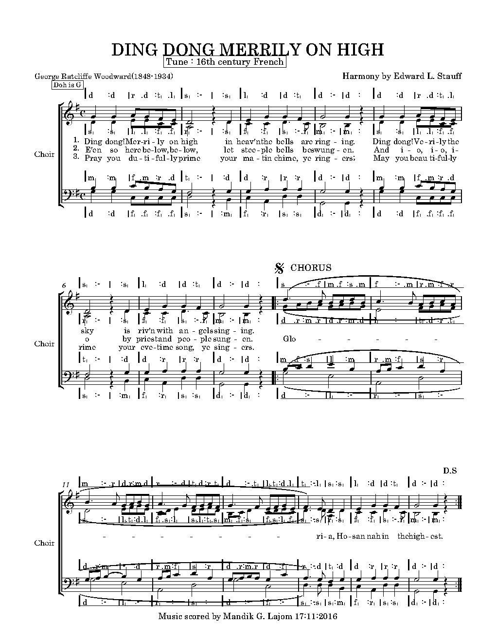 DING DONG MERRILY ON HIGH - Choir Script PDF Thumbnail