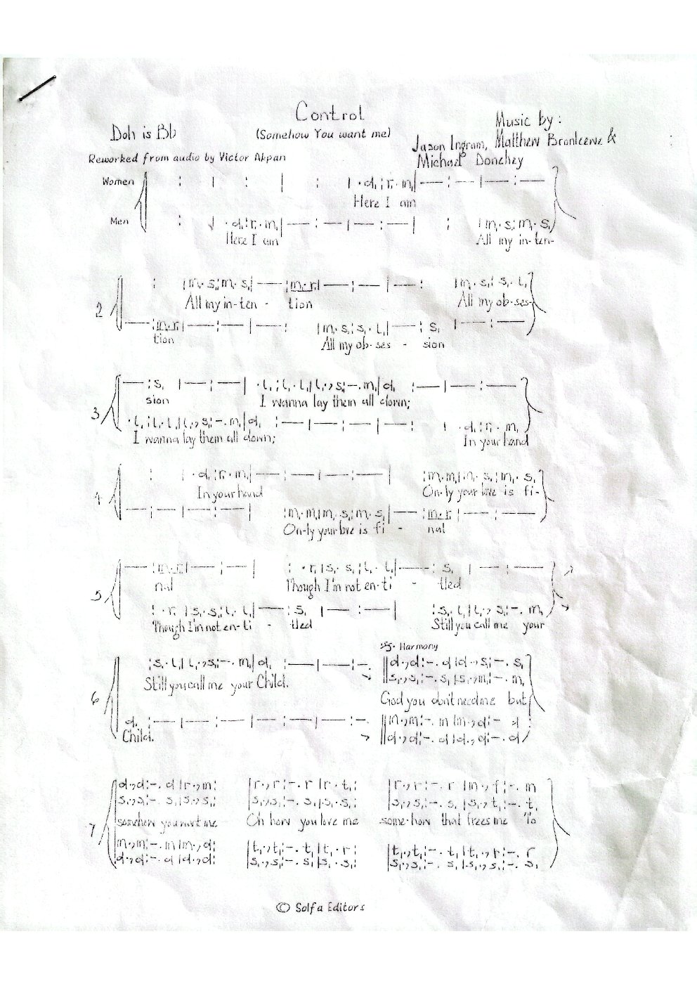 Control (Somehow You want me) - Choir Script PDF Thumbnail
