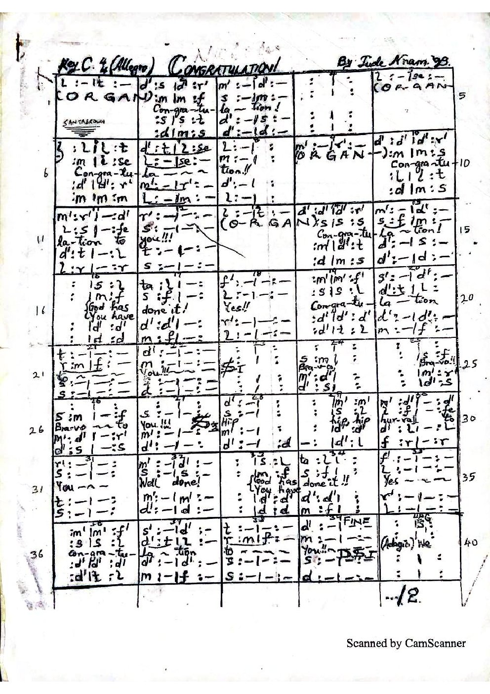 CONGRATULATION! - Choir Script PDF Thumbnail