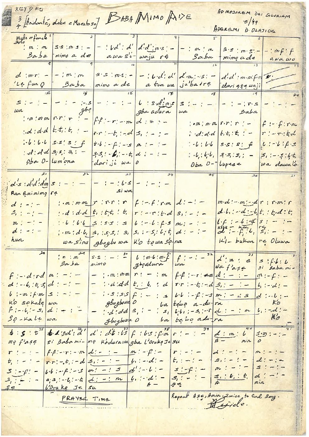 Baba Mimo Ade - Choir Script PDF Thumbnail