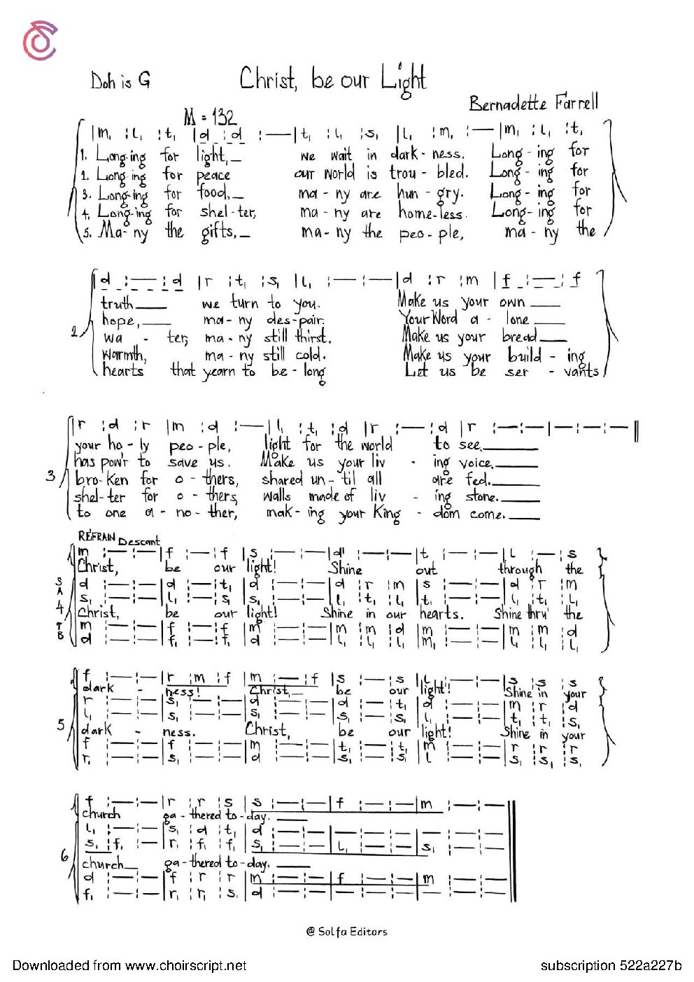 Christ, be our Light - Choir Script PDF Thumbnail