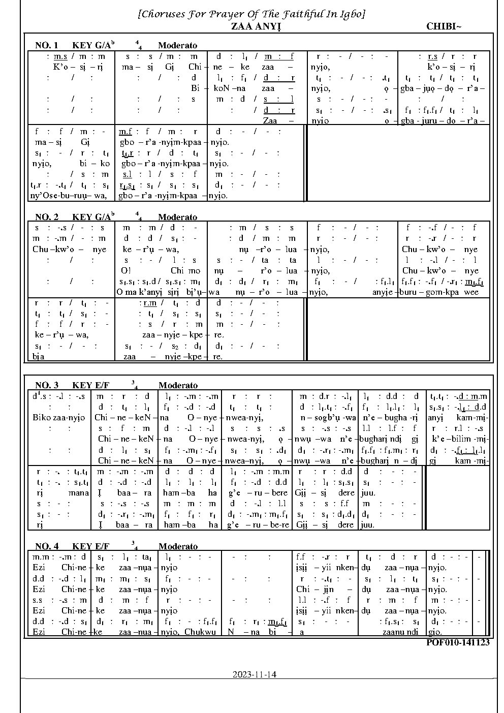 ZAA ANYỊ - Choir Script PDF Thumbnail