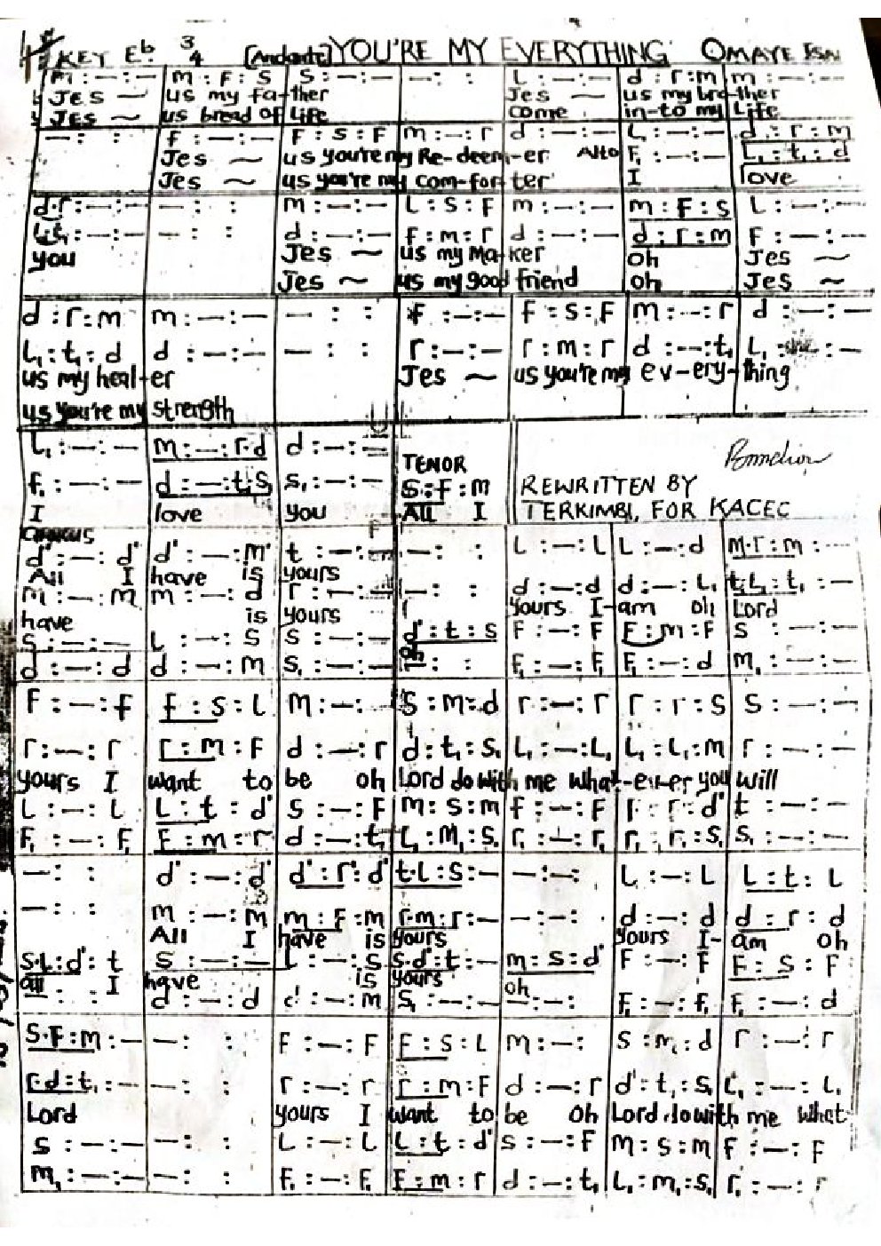 YOU'RE MY EVERYTHING - Choir Script PDF Thumbnail