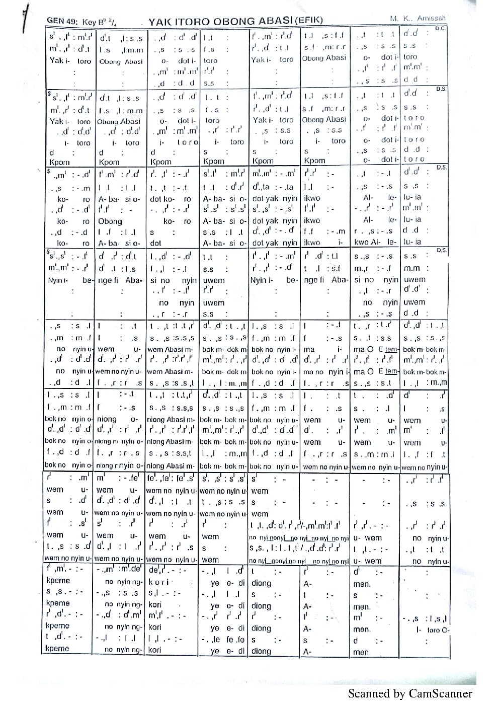 YAK ITORO OBONG ABASI (EFIK) - Choir Script PDF Thumbnail