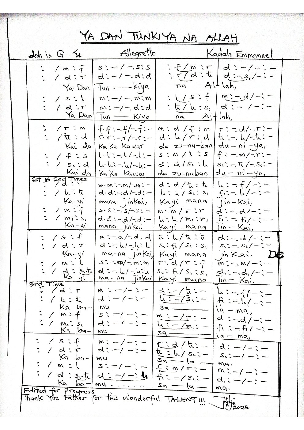 YA DAN TUNKIYA NA ALLAH