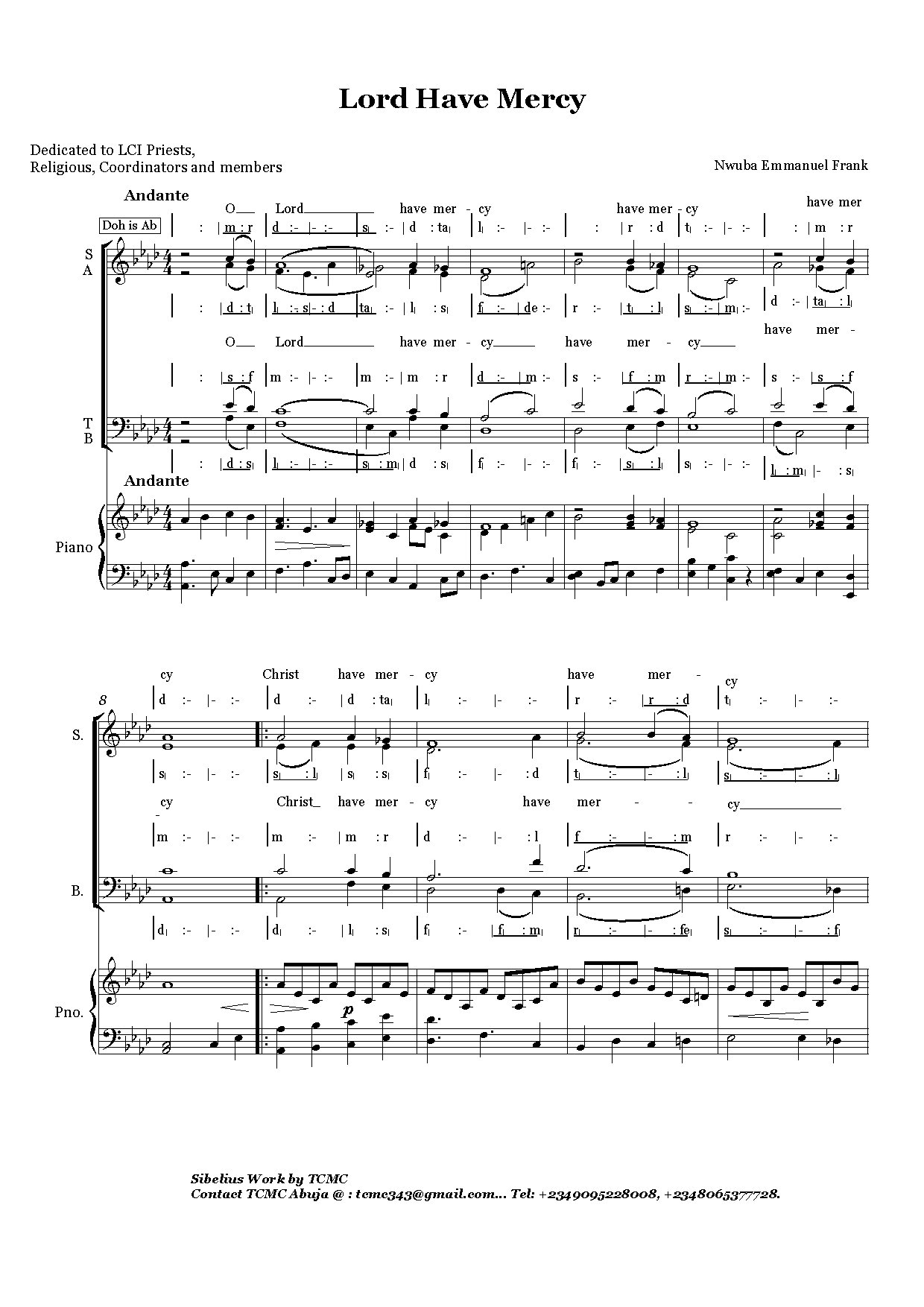 Lord Have Mercy Emma Frank - Download Choir Script PDF
