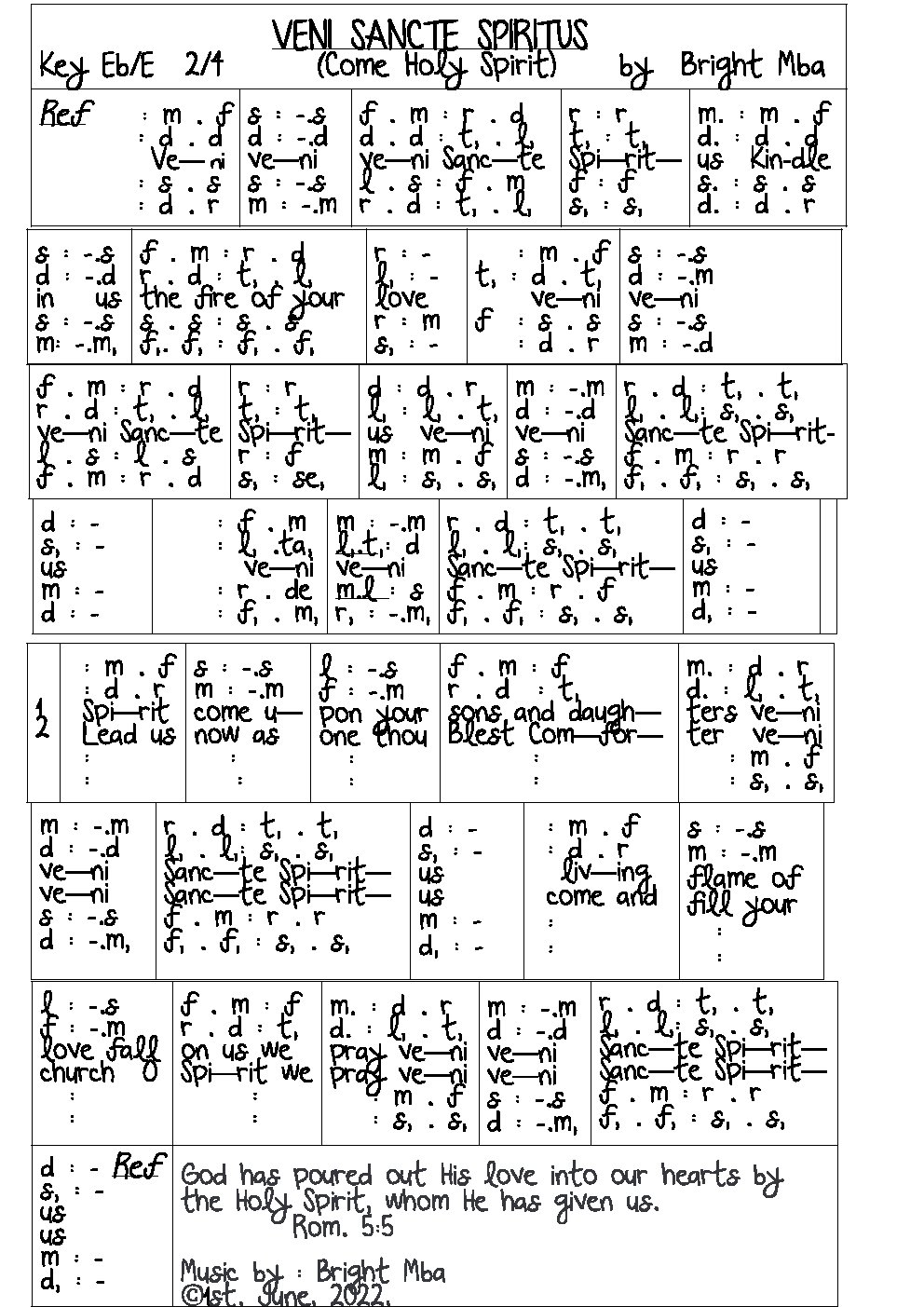 VENI SANCTE SPIRITUS (Come Holy Spirit)