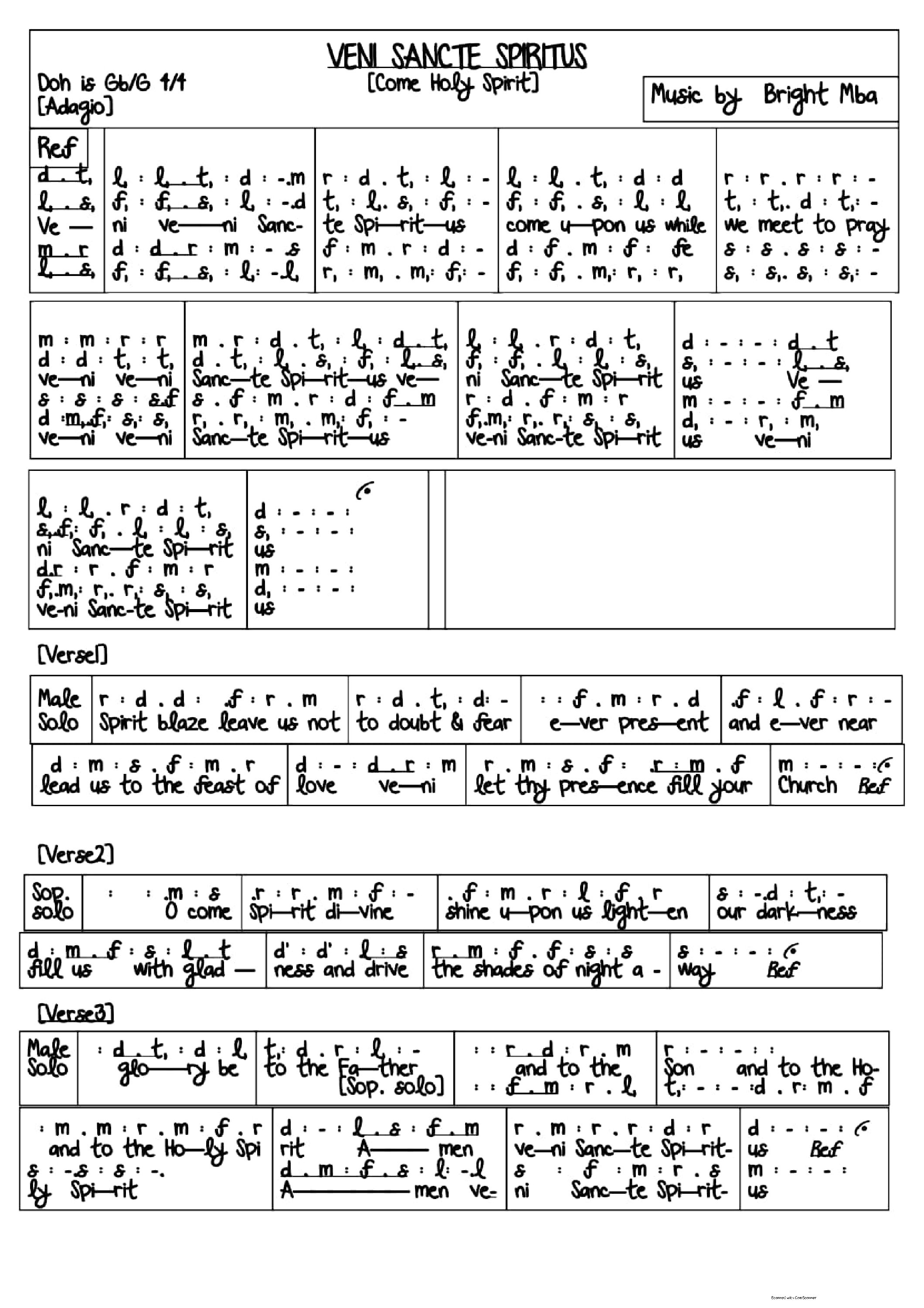 VENI SANCTE SPIRITUS [Come Holy Spirit]