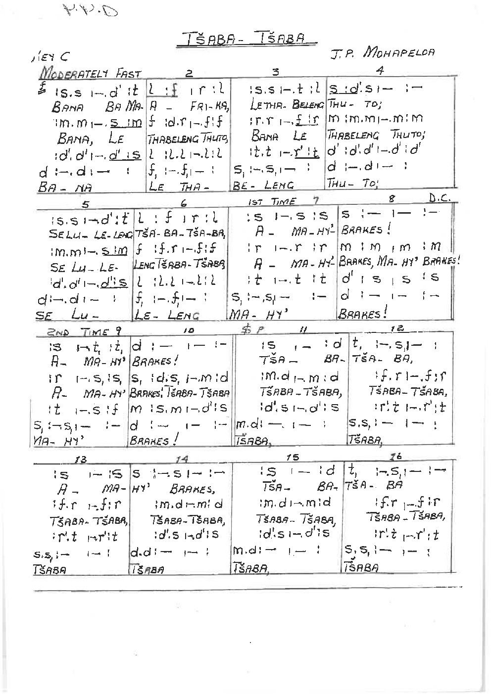 Tšaba-Tšaba - Choir Script PDF Thumbnail