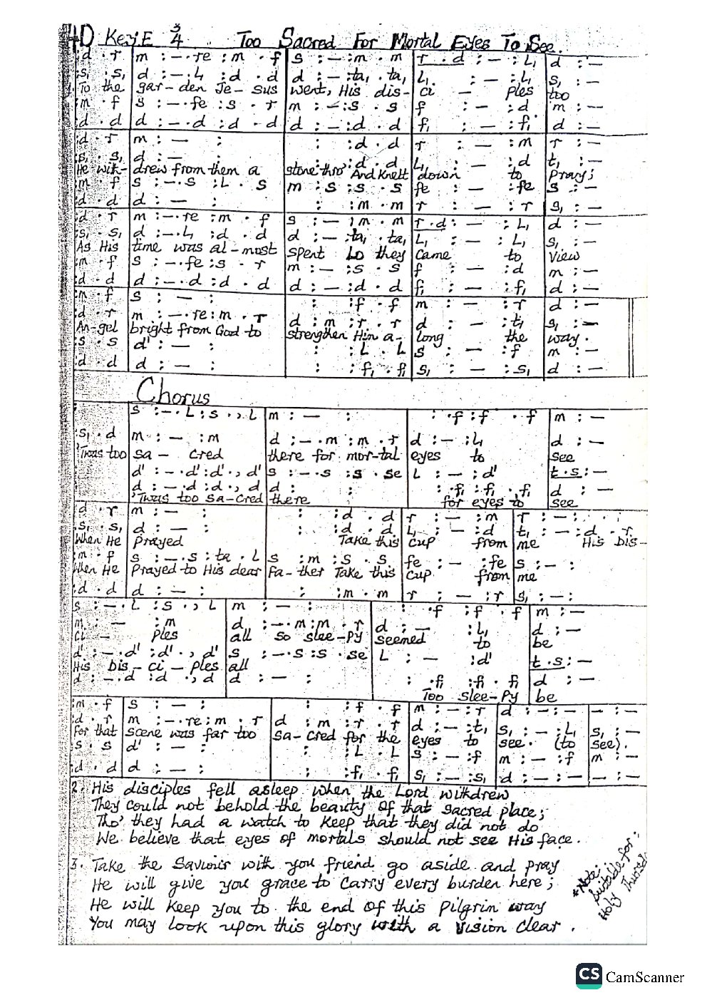 Too Sacred For Mortal Eyes To See - Choir Script PDF Thumbnail
