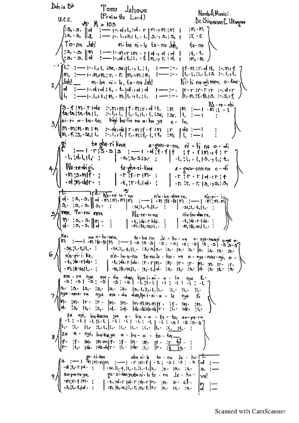 Tonu Jehova (Praise the Lord) - Choir Script PDF Thumbnail