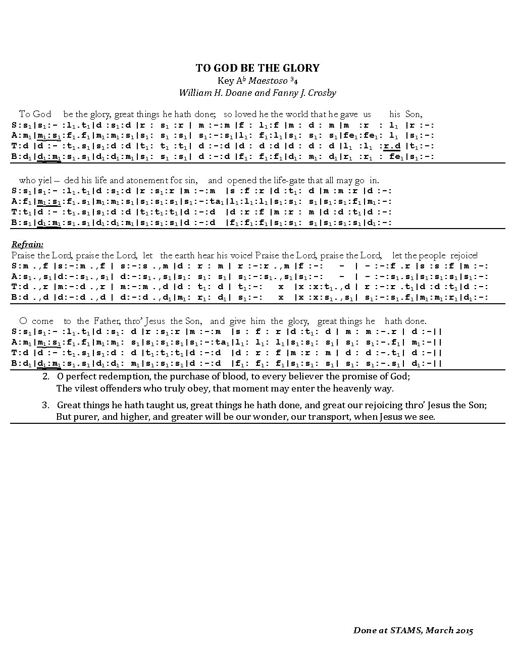 TO GOD BE THE GLORY - Choir Script PDF Thumbnail