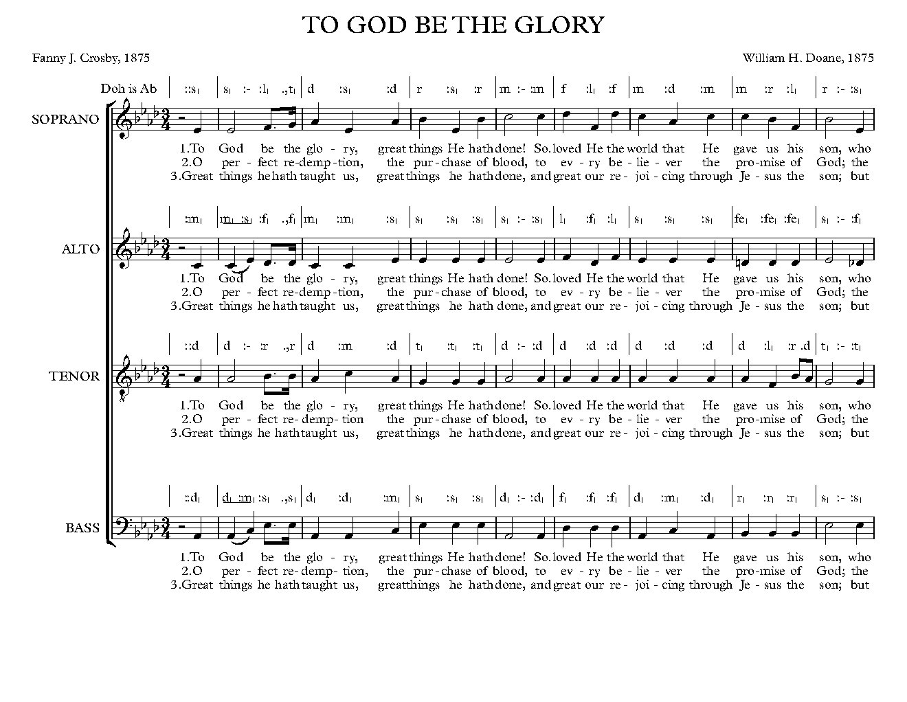 TO GOD BE THE GLORY