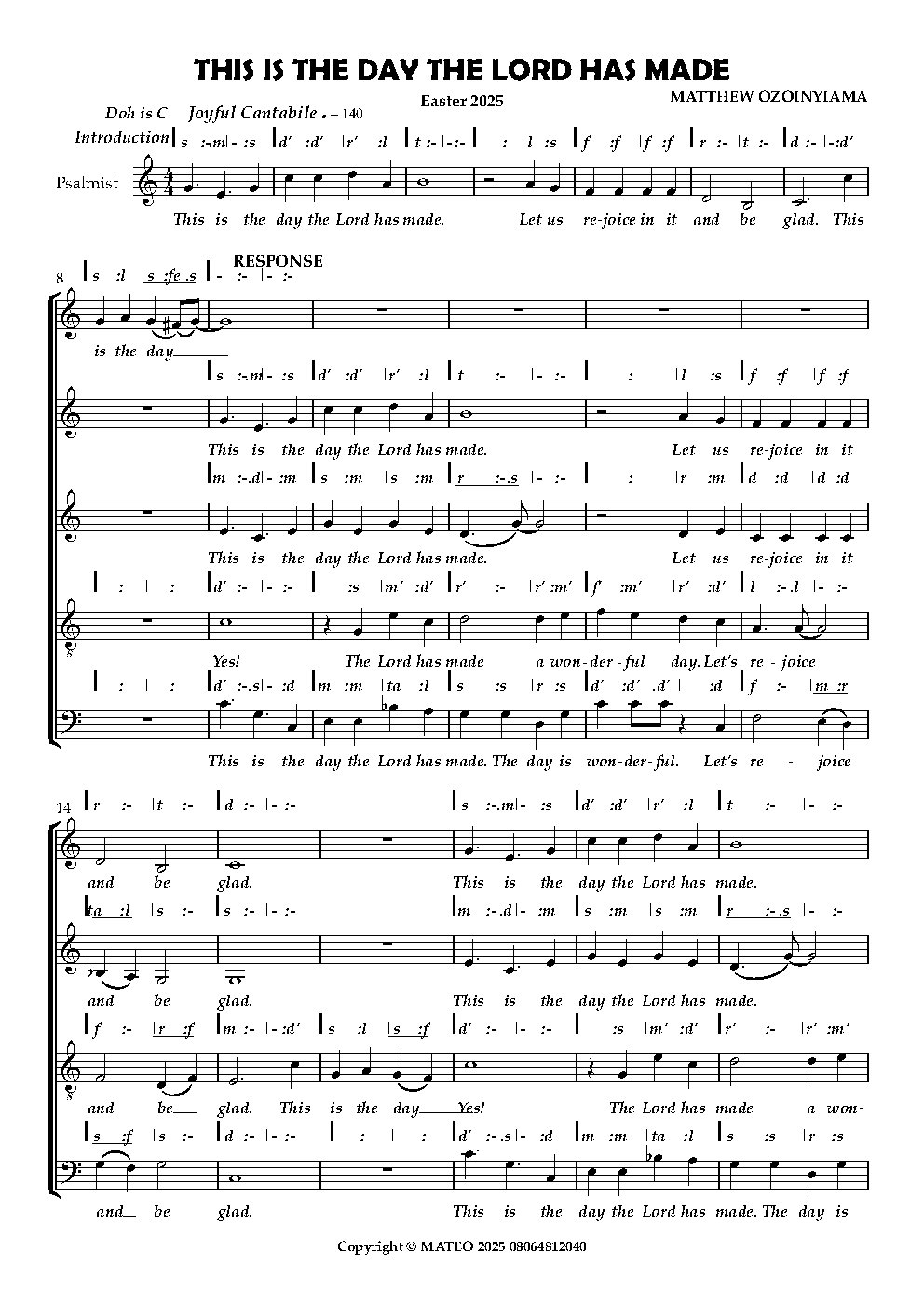 THIS IS THE DAY THE LORD HAS MADE - Choir Script PDF Thumbnail
