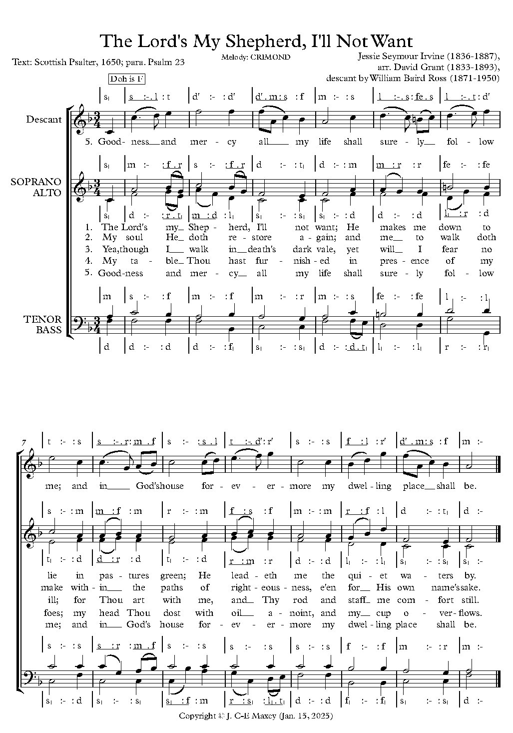 The Lord's My Shepherd, I'll Not Want