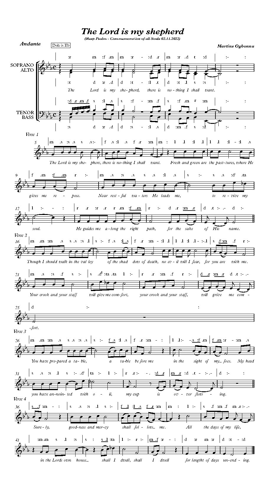 The Lord is my shepherd - Choir Script PDF Thumbnail