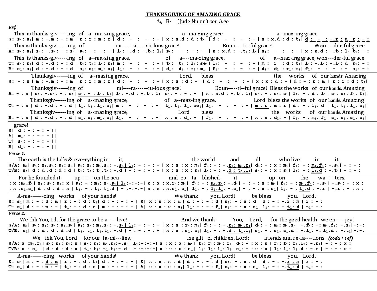 THANKSGIVING OF AMAZING GRACE - Choir Script PDF Thumbnail