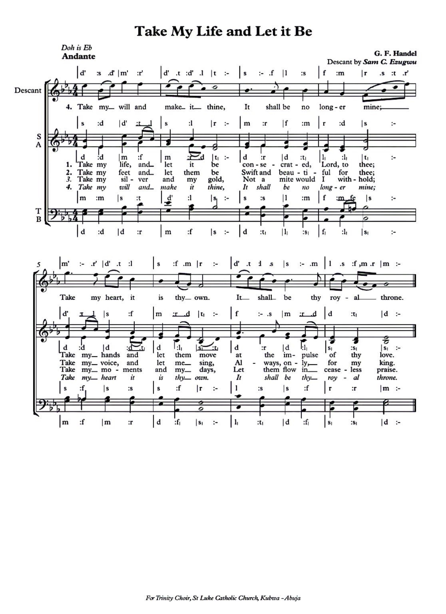 Take My Life and Let it Be - Choir Script PDF Thumbnail