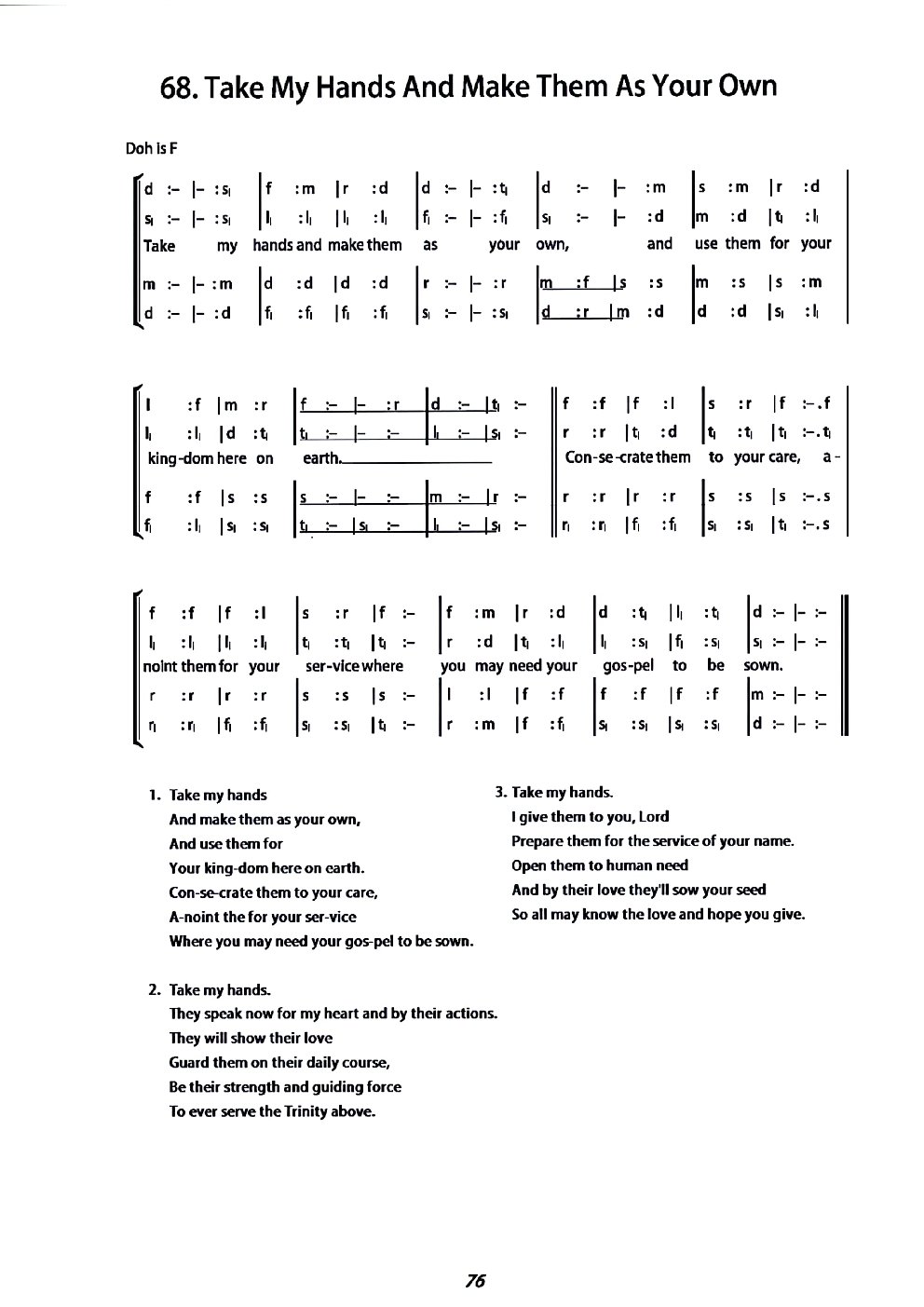 Take My Hands And Make Them As Your Own / Take Our Bread, We Ask You - Choir Script PDF Thumbnail