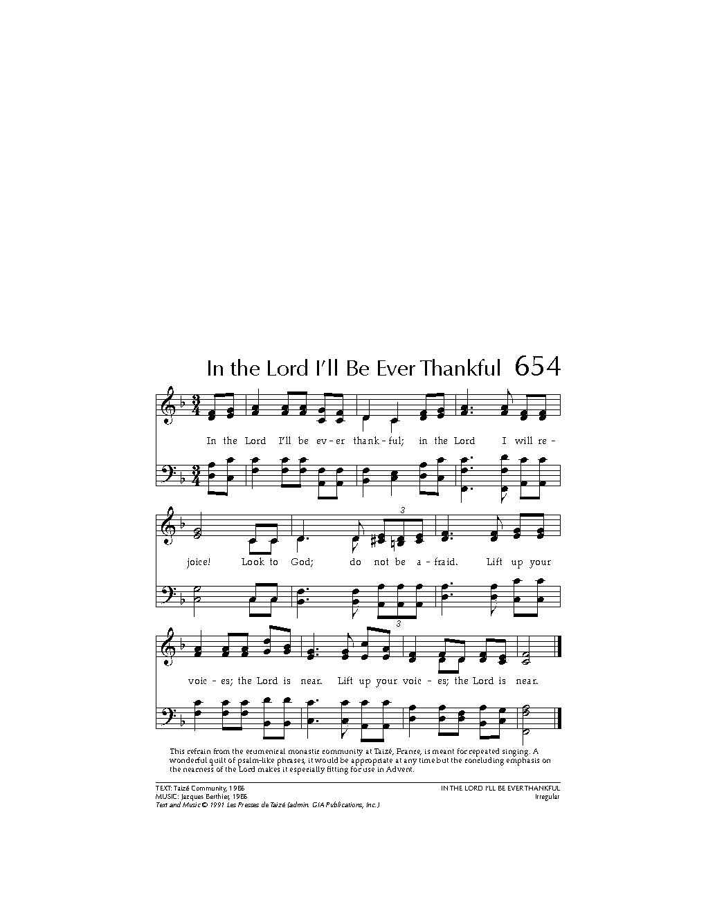 In the Lord I'll Be Ever Thankful