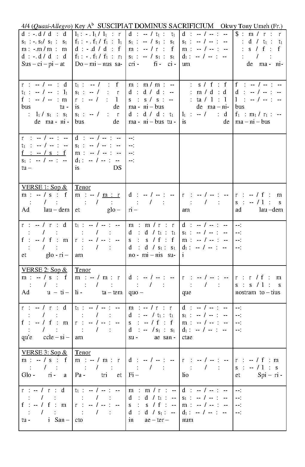 Suscipiat Dominus Sacrificium - Choir Script PDF Thumbnail